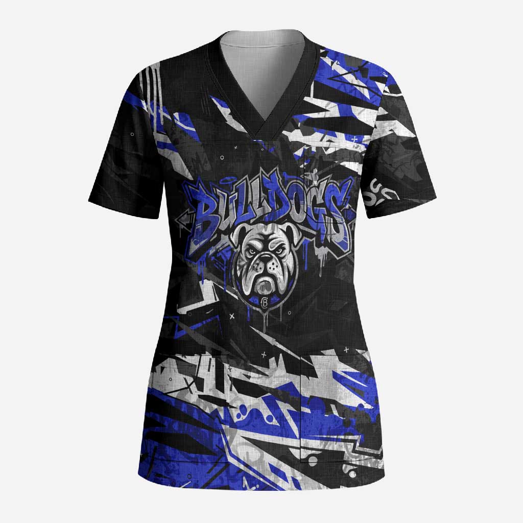 Personalized Canterbury-Bankstown Bulldogs Scrub Top Graffiti Grunge Abstract Urban Street Style Design
