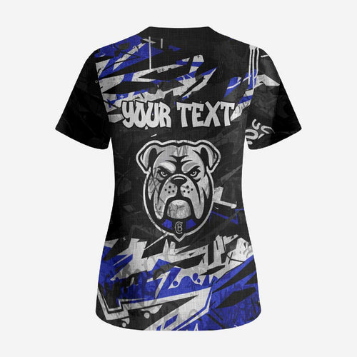 Personalized Canterbury-Bankstown Bulldogs Scrub Top Graffiti Grunge Abstract Urban Street Style Design