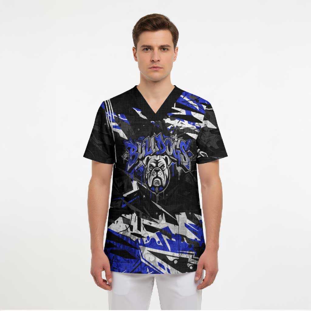 Personalized Canterbury-Bankstown Bulldogs Scrub Top Graffiti Grunge Abstract Urban Street Style Design