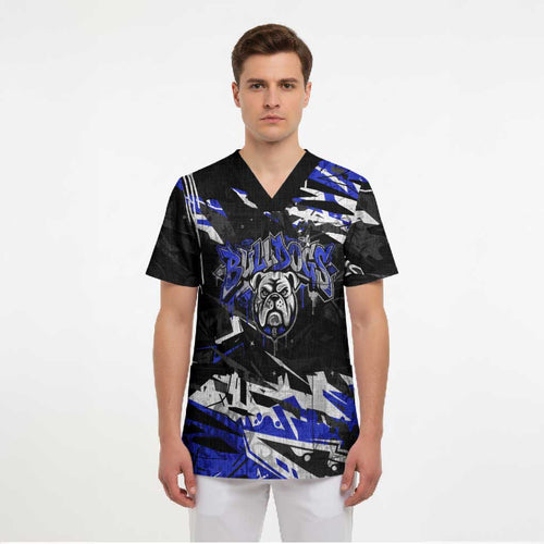 Personalized Canterbury-Bankstown Bulldogs Scrub Top Graffiti Grunge Abstract Urban Street Style Design