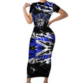 Personalized Canterbury-Bankstown Bulldogs Short Sleeve Bodycon Dress Graffiti Grunge Abstract Urban Street Style Design