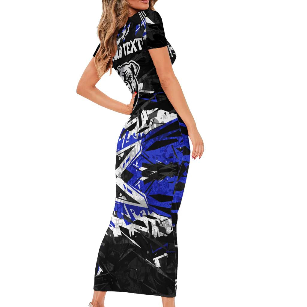 Personalized Canterbury-Bankstown Bulldogs Short Sleeve Bodycon Dress Graffiti Grunge Abstract Urban Street Style Design