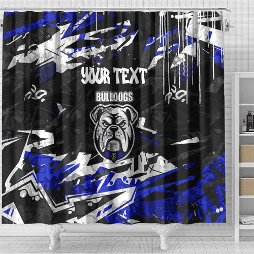 Personalized Canterbury-Bankstown Bulldogs Shower Curtain Graffiti Grunge Abstract Urban Street Style Design