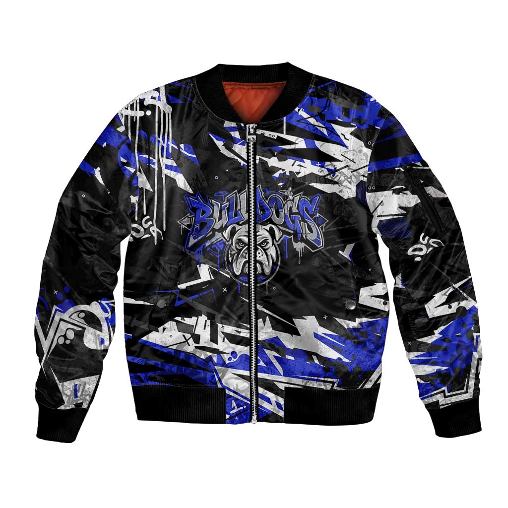 Personalized Canterbury-Bankstown Bulldogs Sleeve Zip Bomber Jacket Graffiti Grunge Abstract Urban Street Style Design