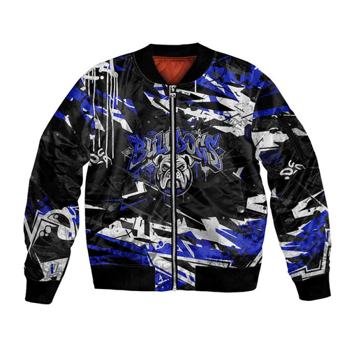 Personalized Canterbury-Bankstown Bulldogs Sleeve Zip Bomber Jacket Graffiti Grunge Abstract Urban Street Style Design