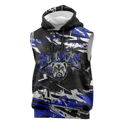 Personalized Canterbury-Bankstown Bulldogs Sleeveless Hoodie Graffiti Grunge Abstract Urban Street Style Design