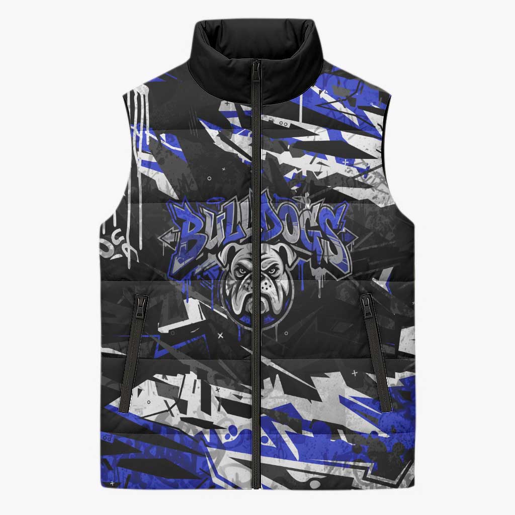 Personalized Canterbury-Bankstown Bulldogs Sleeveless Puffer Jacket Graffiti Grunge Abstract Urban Street Style Design