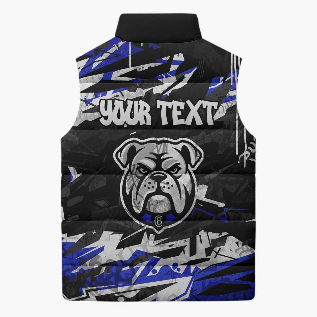 Personalized Canterbury-Bankstown Bulldogs Sleeveless Puffer Jacket Graffiti Grunge Abstract Urban Street Style Design