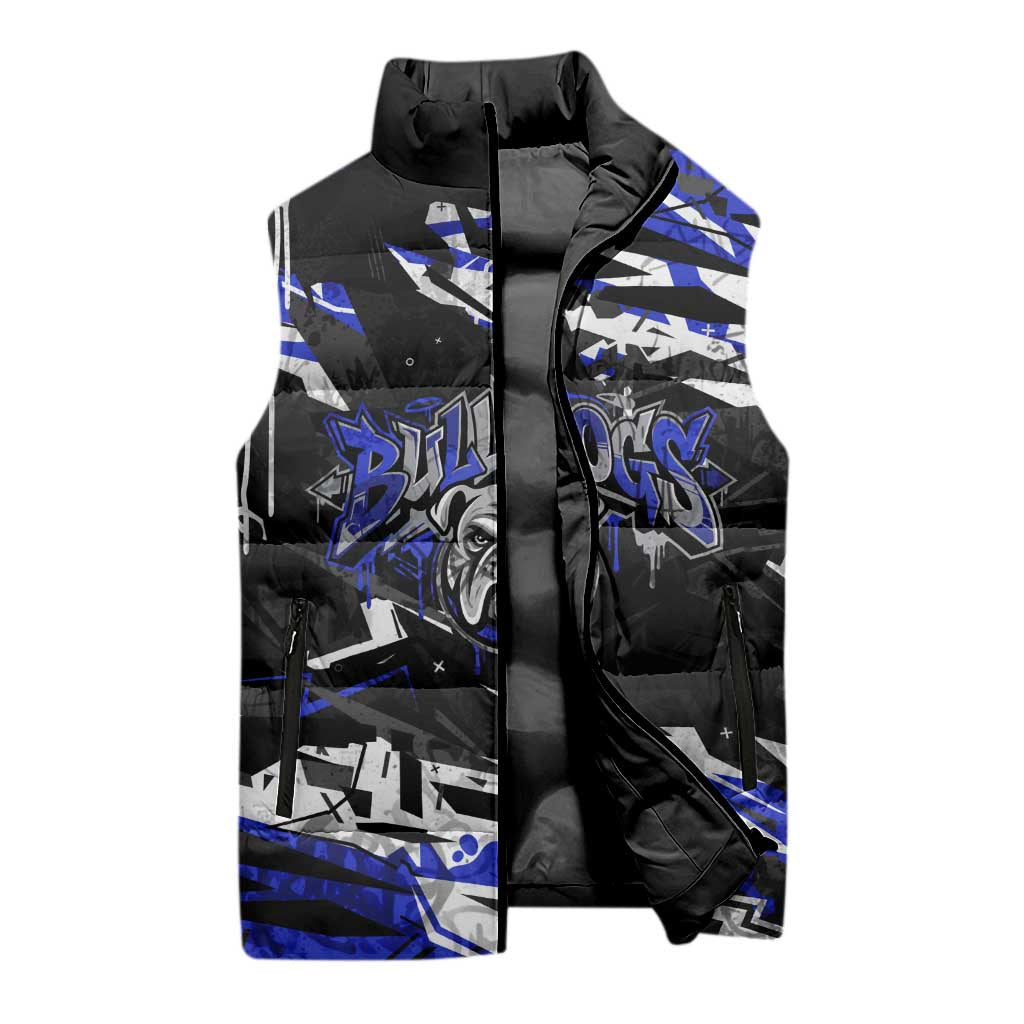 Personalized Canterbury-Bankstown Bulldogs Sleeveless Puffer Jacket Graffiti Grunge Abstract Urban Street Style Design
