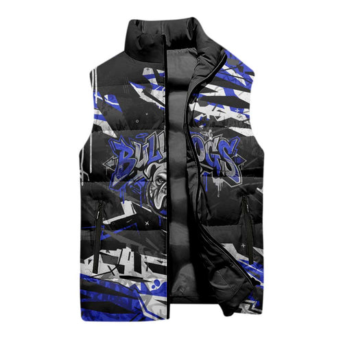 Personalized Canterbury-Bankstown Bulldogs Sleeveless Puffer Jacket Graffiti Grunge Abstract Urban Street Style Design