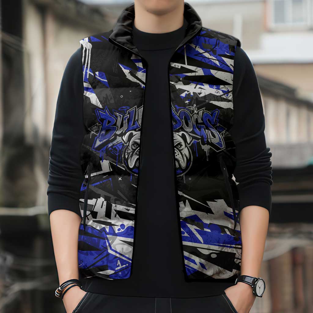Personalized Canterbury-Bankstown Bulldogs Sleeveless Puffer Jacket Graffiti Grunge Abstract Urban Street Style Design