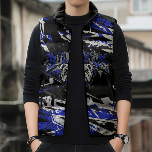 Personalized Canterbury-Bankstown Bulldogs Sleeveless Puffer Jacket Graffiti Grunge Abstract Urban Street Style Design