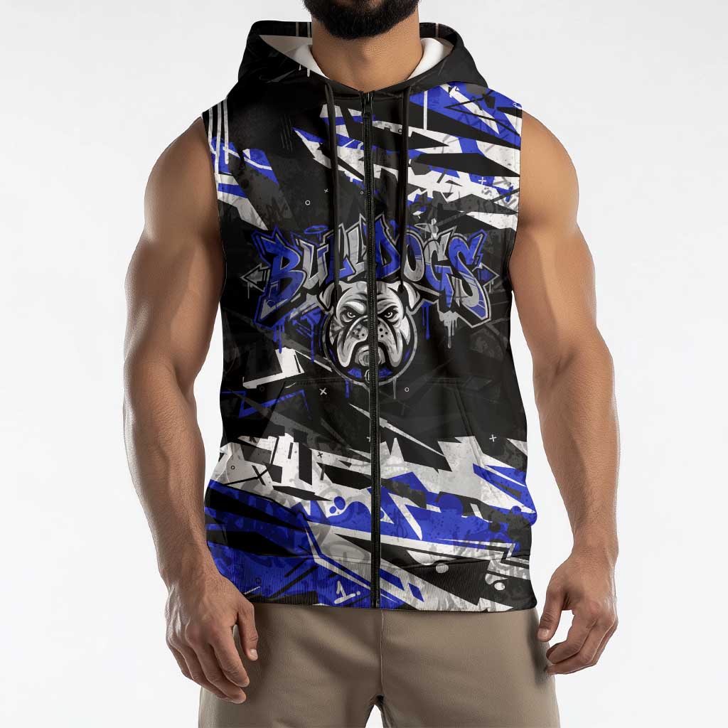 Personalized Canterbury-Bankstown Bulldogs Sleeveless Zip Hoodie Graffiti Grunge Abstract Urban Street Style Design