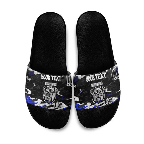 Personalized Canterbury-Bankstown Bulldogs Slide Sandals Graffiti Grunge Abstract Urban Street Style Design