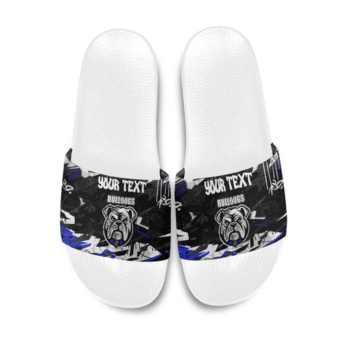 Personalized Canterbury-Bankstown Bulldogs Slide Sandals Graffiti Grunge Abstract Urban Street Style Design