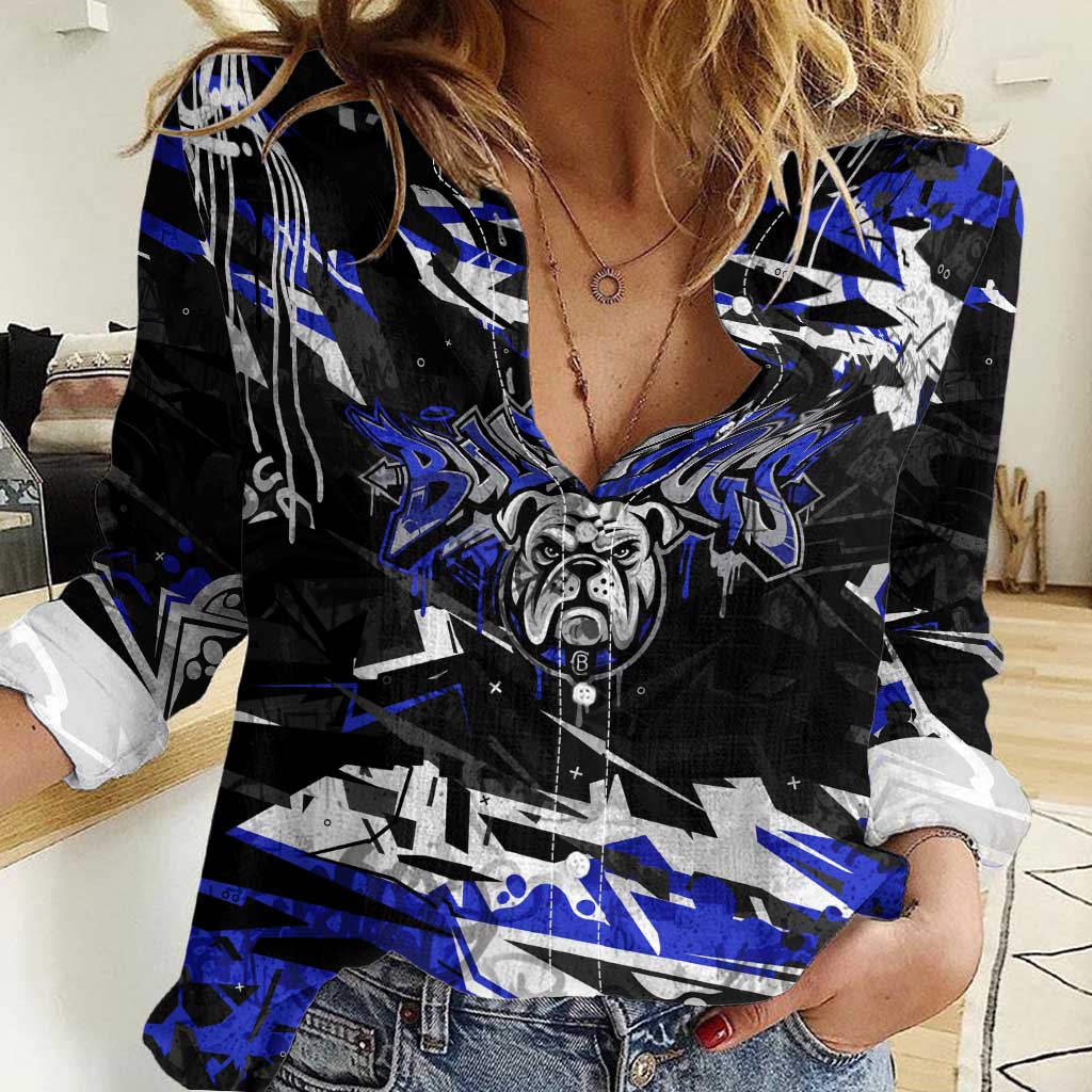 Personalized Canterbury-Bankstown Bulldogs Women Casual Shirt Graffiti Grunge Abstract Urban Street Style Design