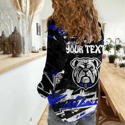 Personalized Canterbury-Bankstown Bulldogs Women Casual Shirt Graffiti Grunge Abstract Urban Street Style Design