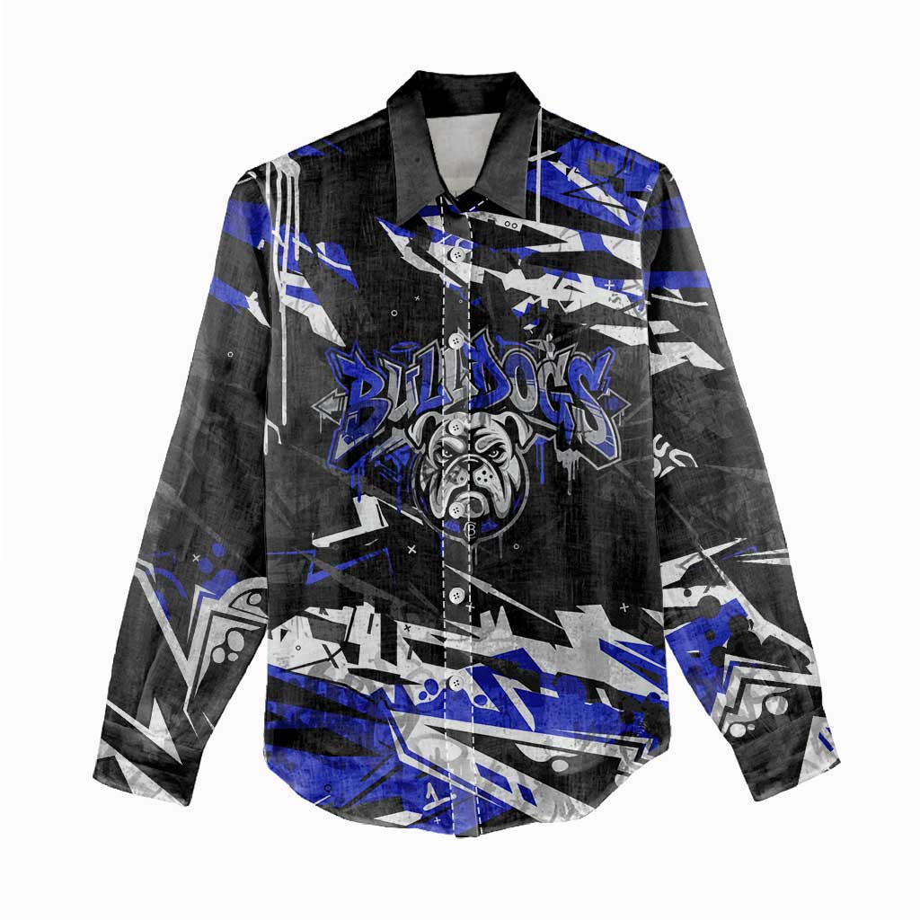 Personalized Canterbury-Bankstown Bulldogs Women Casual Shirt Graffiti Grunge Abstract Urban Street Style Design