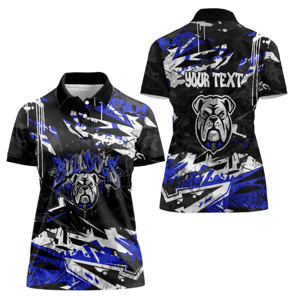 Personalized Canterbury-Bankstown Bulldogs Women Polo Shirt Graffiti Grunge Abstract Urban Street Style Design