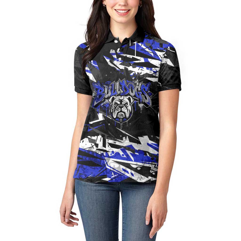 Personalized Canterbury-Bankstown Bulldogs Women Polo Shirt Graffiti Grunge Abstract Urban Street Style Design