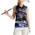 Personalized Canterbury-Bankstown Bulldogs Women Sleeveless Polo Shirt Graffiti Grunge Abstract Urban Street Style Design