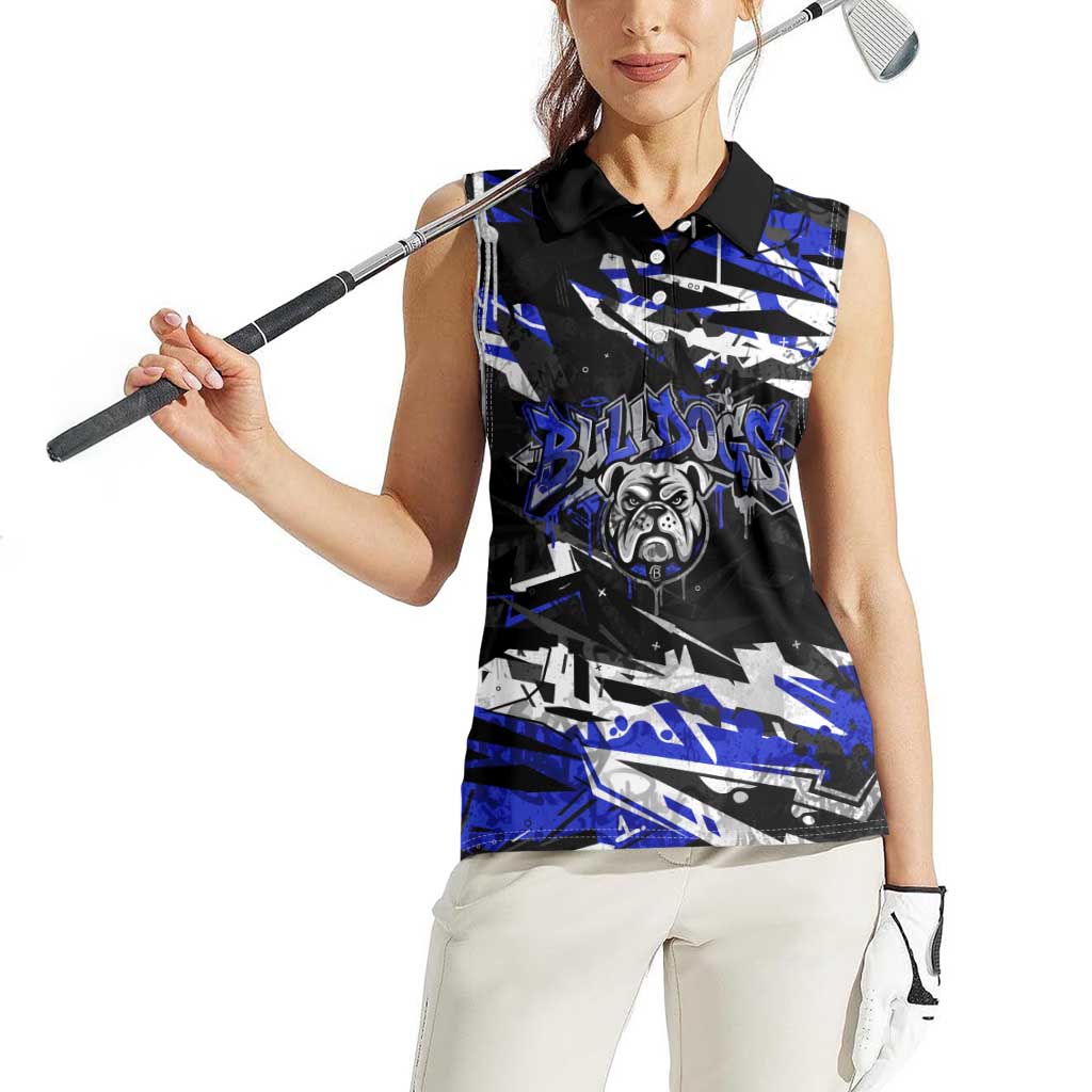 Personalized Canterbury-Bankstown Bulldogs Women Sleeveless Polo Shirt Graffiti Grunge Abstract Urban Street Style Design