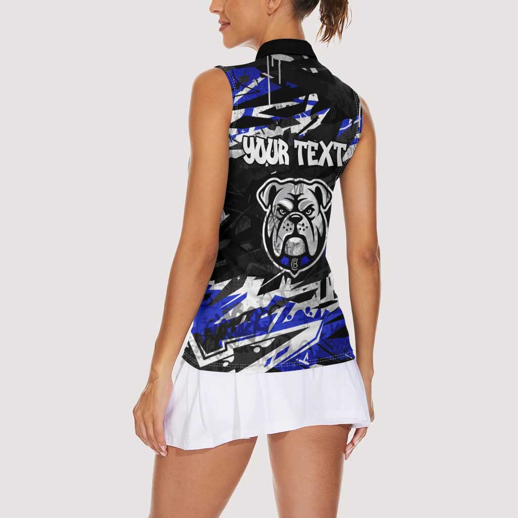 Personalized Canterbury-Bankstown Bulldogs Women Sleeveless Polo Shirt Graffiti Grunge Abstract Urban Street Style Design