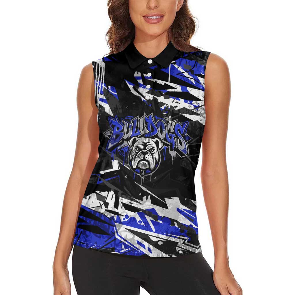 Personalized Canterbury-Bankstown Bulldogs Women Sleeveless Polo Shirt Graffiti Grunge Abstract Urban Street Style Design
