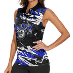 Personalized Canterbury-Bankstown Bulldogs Women Sleeveless Polo Shirt Graffiti Grunge Abstract Urban Street Style Design