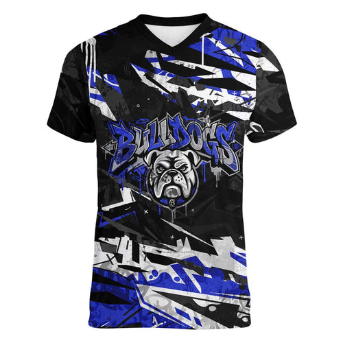 Personalized Canterbury-Bankstown Bulldogs Women V-Neck T-Shirt Graffiti Grunge Abstract Urban Street Style Design