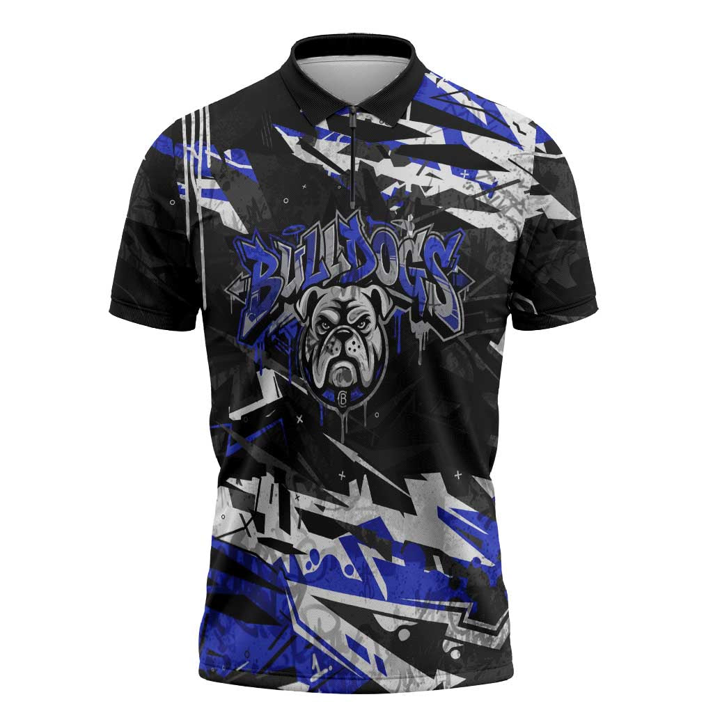 Personalized Canterbury-Bankstown Bulldogs Zipper Polo Shirt Graffiti Grunge Abstract Urban Street Style Design