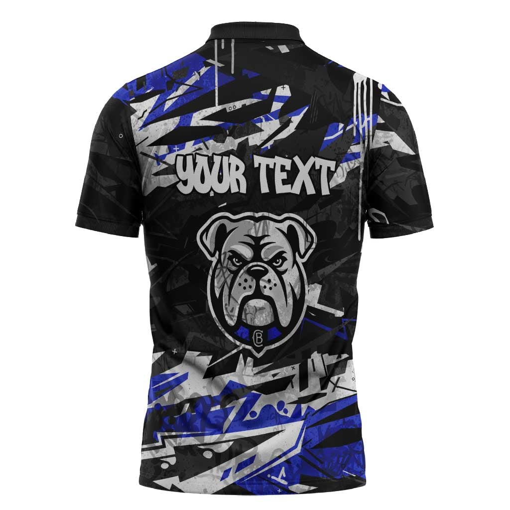 Personalized Canterbury-Bankstown Bulldogs Zipper Polo Shirt Graffiti Grunge Abstract Urban Street Style Design