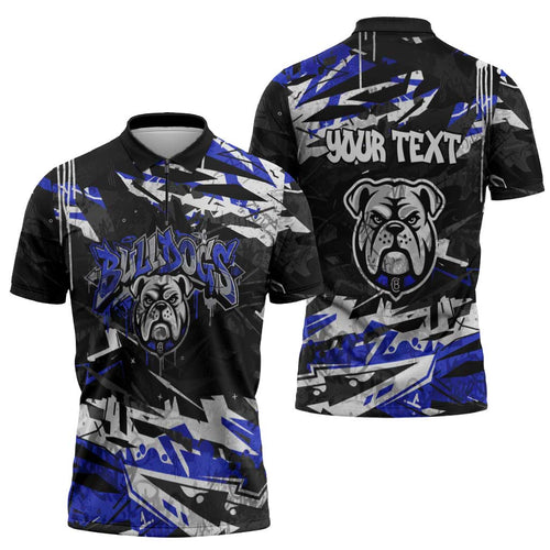 Personalized Canterbury-Bankstown Bulldogs Zipper Polo Shirt Graffiti Grunge Abstract Urban Street Style Design