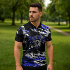 Personalized Canterbury-Bankstown Bulldogs Zipper Polo Shirt Graffiti Grunge Abstract Urban Street Style Design