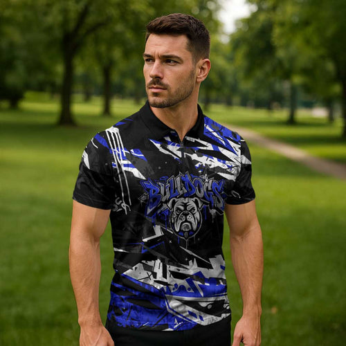 Personalized Canterbury-Bankstown Bulldogs Zipper Polo Shirt Graffiti Grunge Abstract Urban Street Style Design