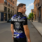 Personalized Canterbury-Bankstown Bulldogs Zipper Polo Shirt Graffiti Grunge Abstract Urban Street Style Design