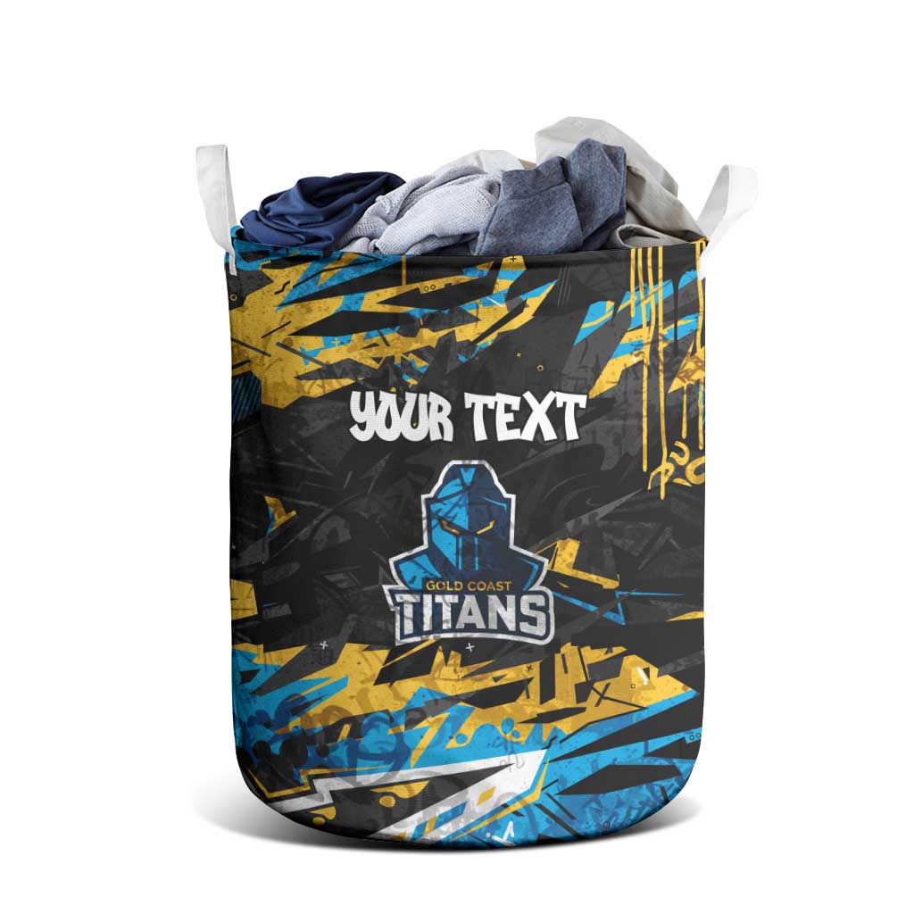 Personalized Gold Coast Titans Laundry Basket Graffiti Grunge Abstract Urban Street Style Design