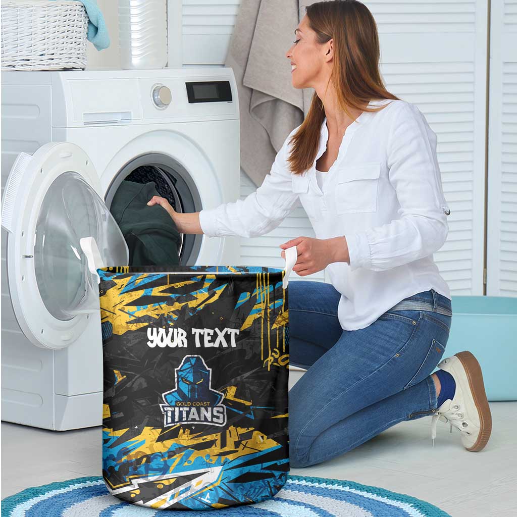 Personalized Gold Coast Titans Laundry Basket Graffiti Grunge Abstract Urban Street Style Design