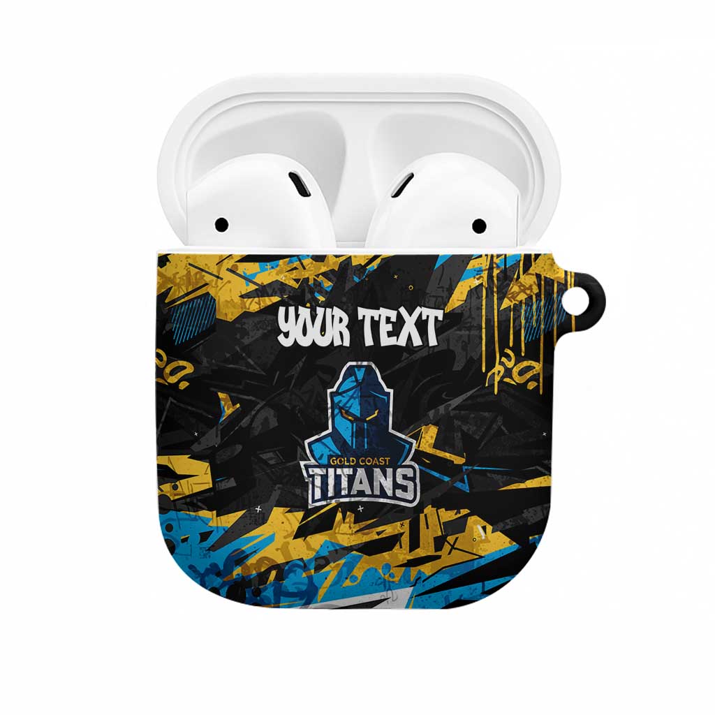 Personalized Gold Coast Titans AirPods Case Graffiti Grunge Abstract Urban Street Style Design