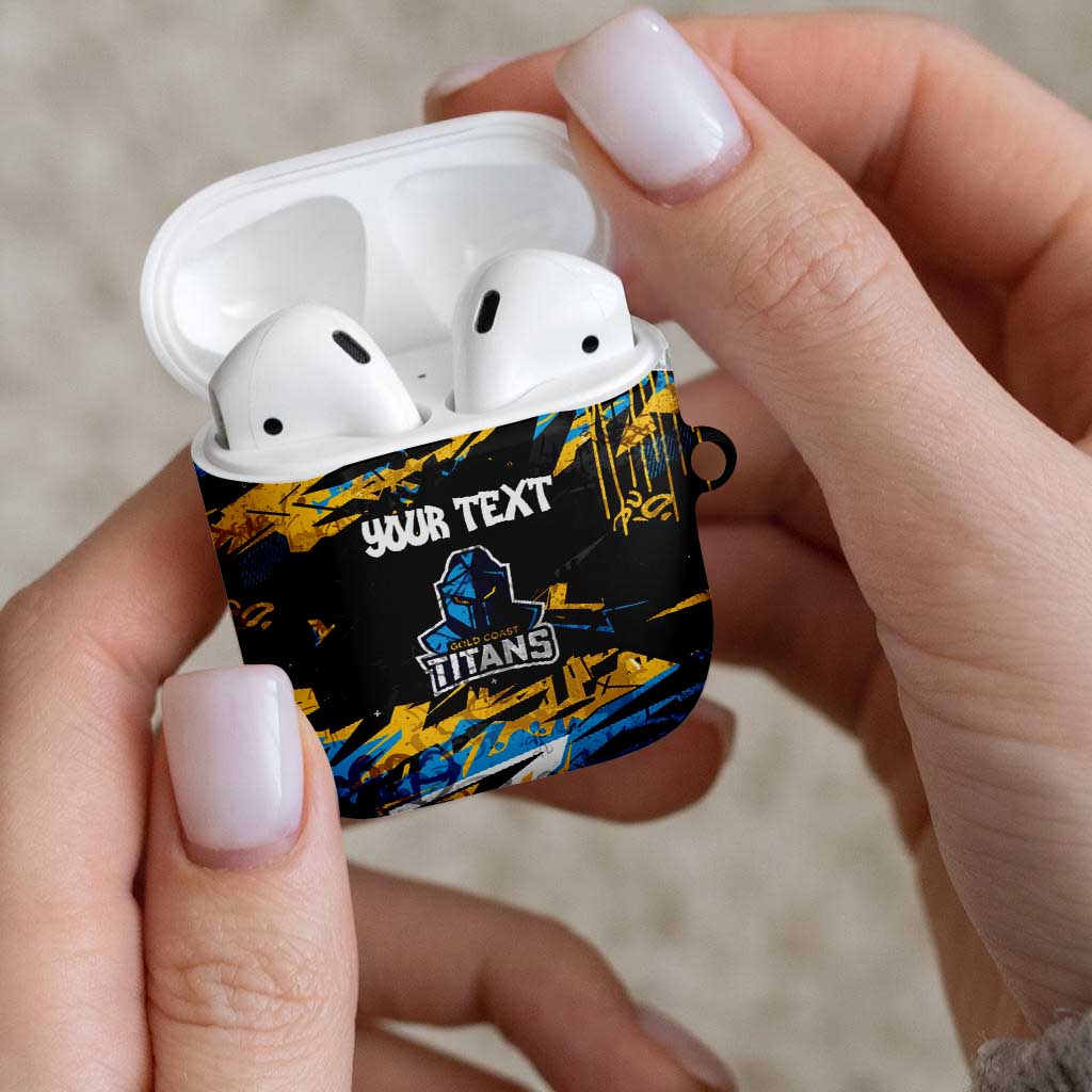 Personalized Gold Coast Titans AirPods Case Graffiti Grunge Abstract Urban Street Style Design