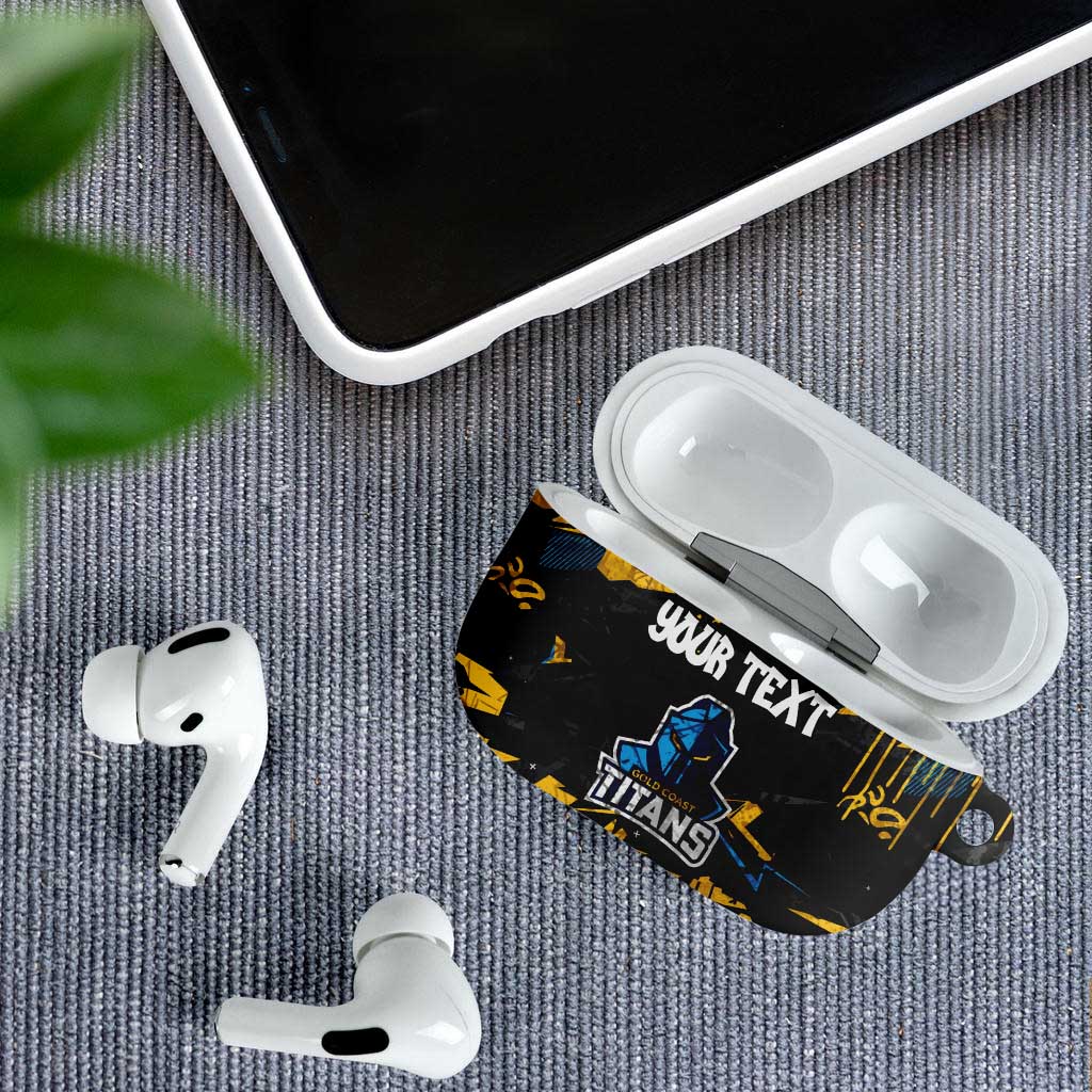 Personalized Gold Coast Titans AirPods Case Graffiti Grunge Abstract Urban Street Style Design