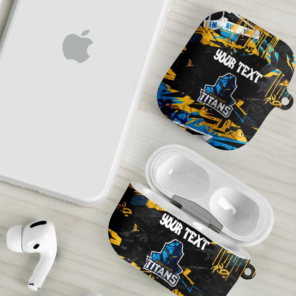 Personalized Gold Coast Titans AirPods Case Graffiti Grunge Abstract Urban Street Style Design