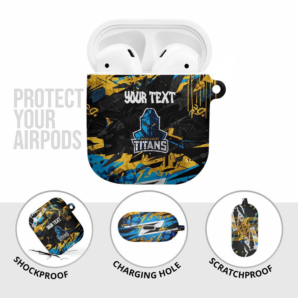 Personalized Gold Coast Titans AirPods Case Graffiti Grunge Abstract Urban Street Style Design
