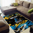 Personalized Gold Coast Titans Area Rug Graffiti Grunge Abstract Urban Street Style Design