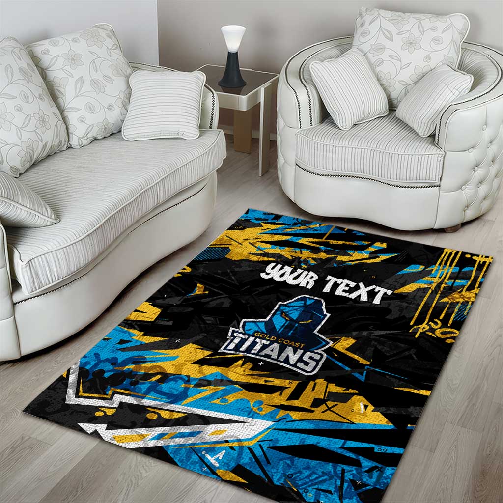 Personalized Gold Coast Titans Area Rug Graffiti Grunge Abstract Urban Street Style Design