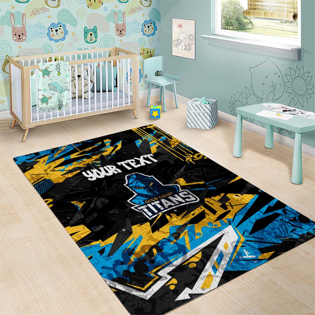 Personalized Gold Coast Titans Area Rug Graffiti Grunge Abstract Urban Street Style Design