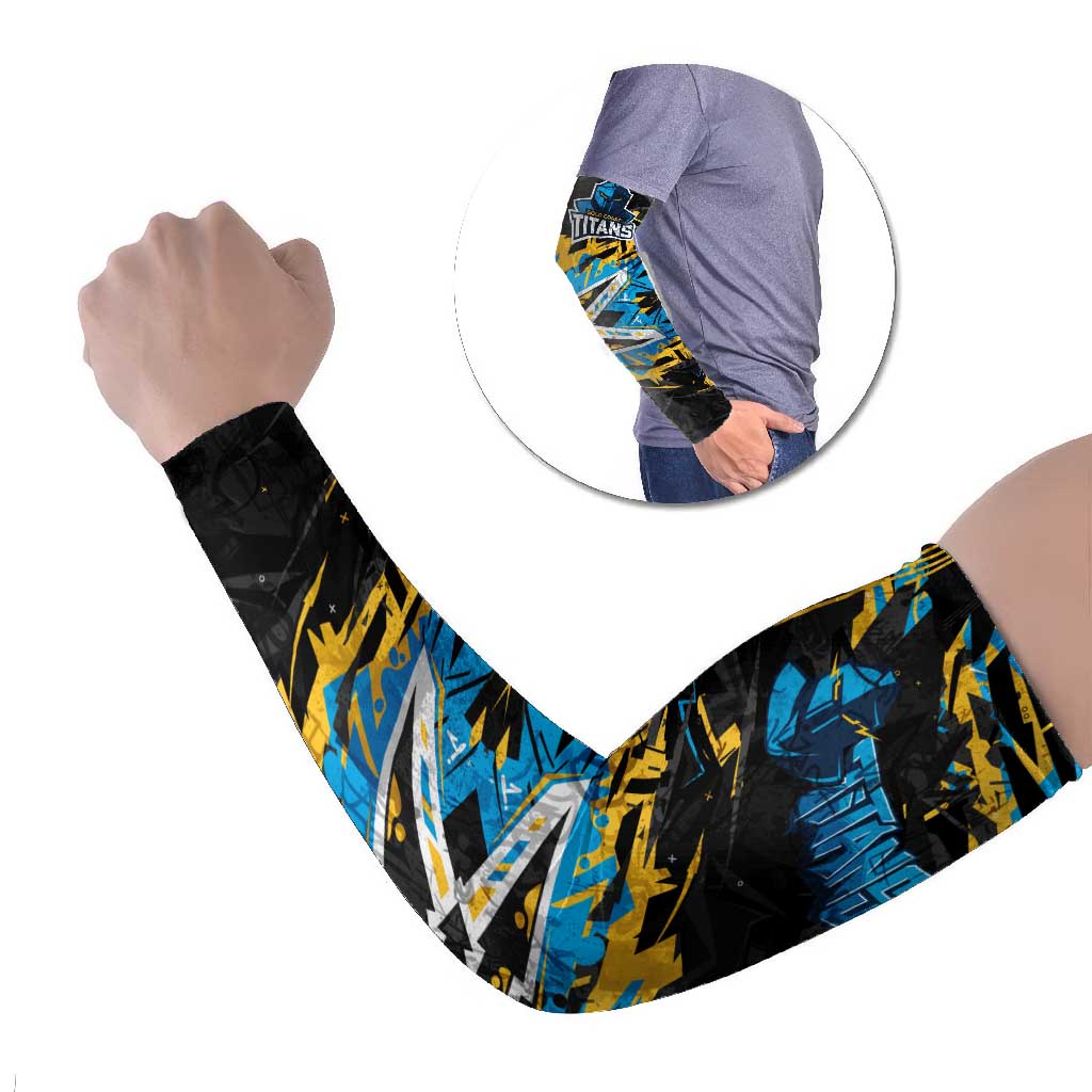 Personalized Gold Coast Titans Arm Sleeves Graffiti Grunge Abstract Urban Street Style Design