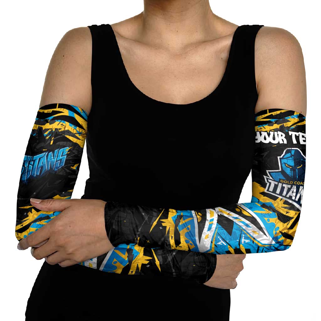 Personalized Gold Coast Titans Arm Sleeves Graffiti Grunge Abstract Urban Street Style Design