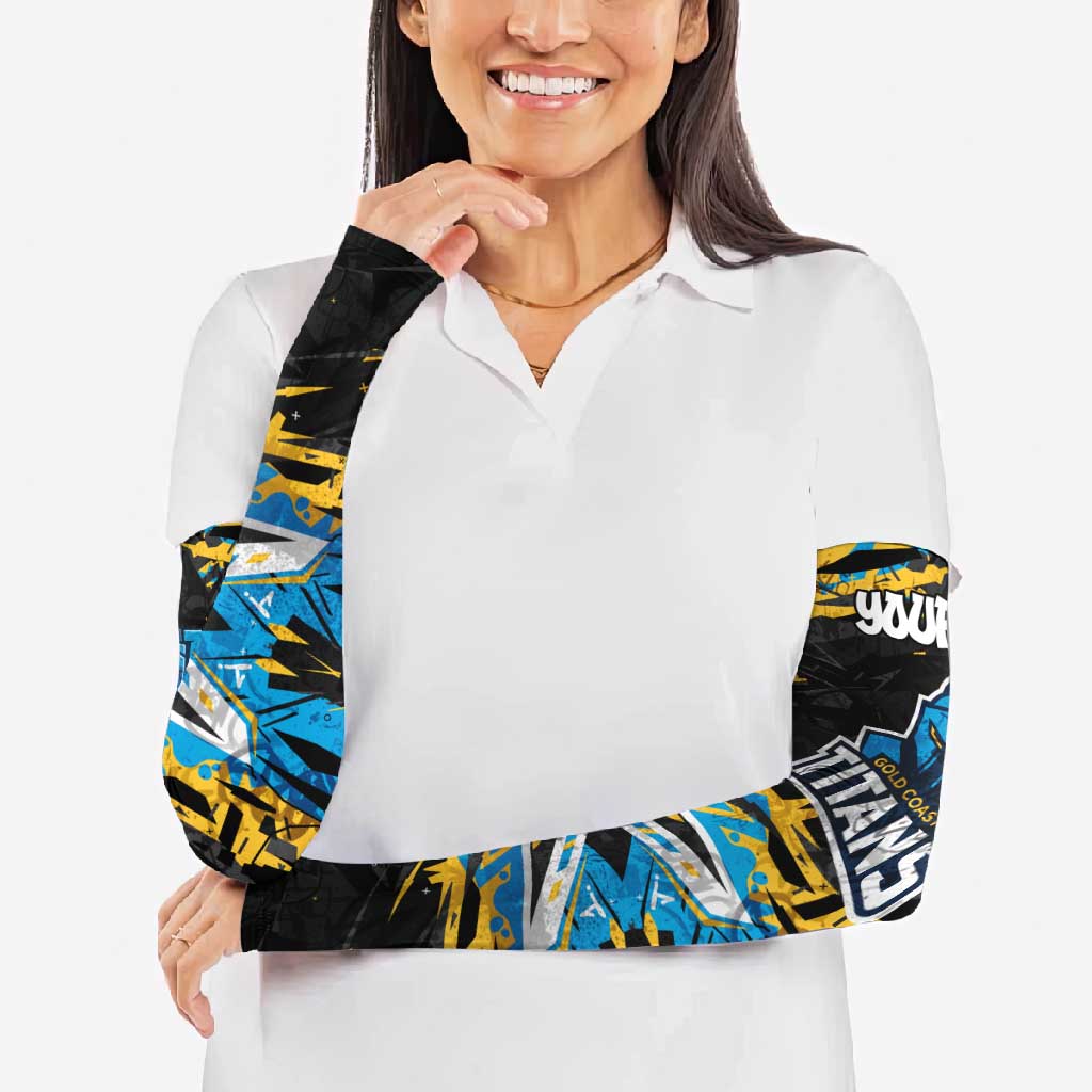 Personalized Gold Coast Titans Arm Sleeves Graffiti Grunge Abstract Urban Street Style Design