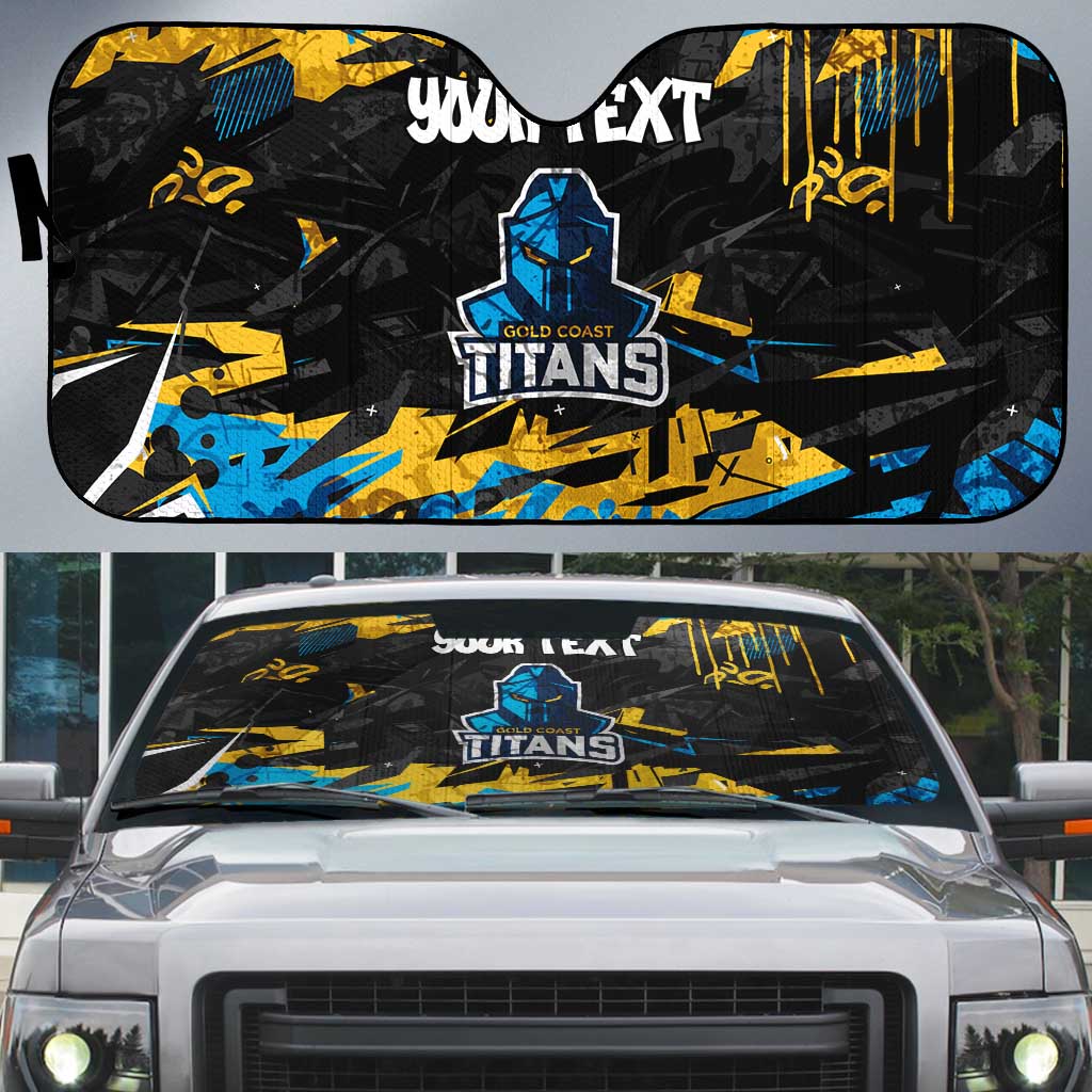 Personalized Gold Coast Titans Auto Sun Shade Graffiti Grunge Abstract Urban Street Style Design